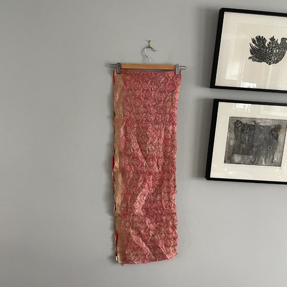 Wearable Art Crafted Wool Silk Scarf Wrap Kooloo Hand Made in Nepal 74 x 12 in - Picture 7 of 16